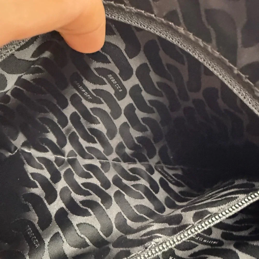 Rebecca‎ Minkoff Studded Wristlet OS Black Pebbled Leather Edgy Rockstar Clutch